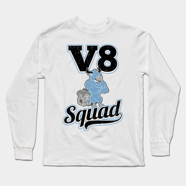 V8 Engine Shirt | Bull Squad Block Gift Long Sleeve T-Shirt by Gawkclothing